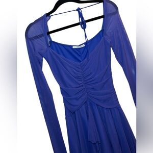 Lucy in the sky Urban Outfitters Blue purple Ruched long sleeve Dress small